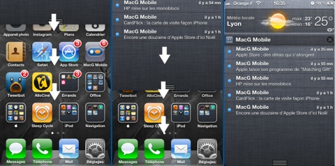 iOS 5 affichage du centre de notifications