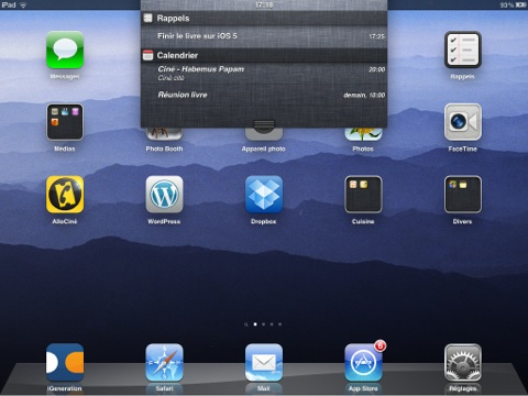 centre de notifications sur iPad