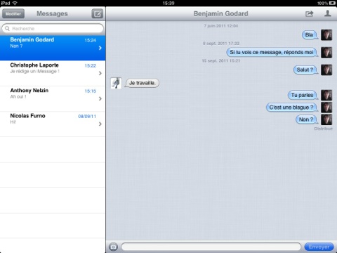 iMessage sur iPad