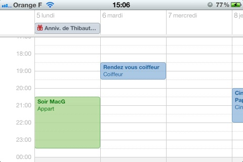 iPhone iOS 5 vue hebdomadaire