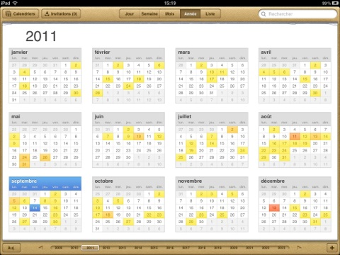 iOS 5 vue annuelle iPad