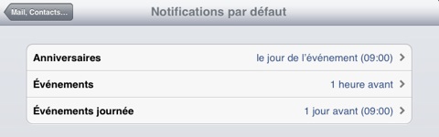 notifications par défaut iOS 5