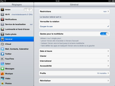 iPad gestes multitâche