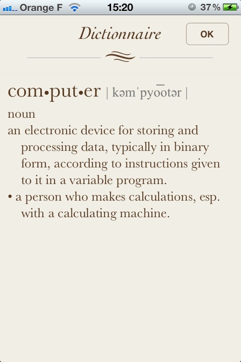 iOS 5 dictionnaire
