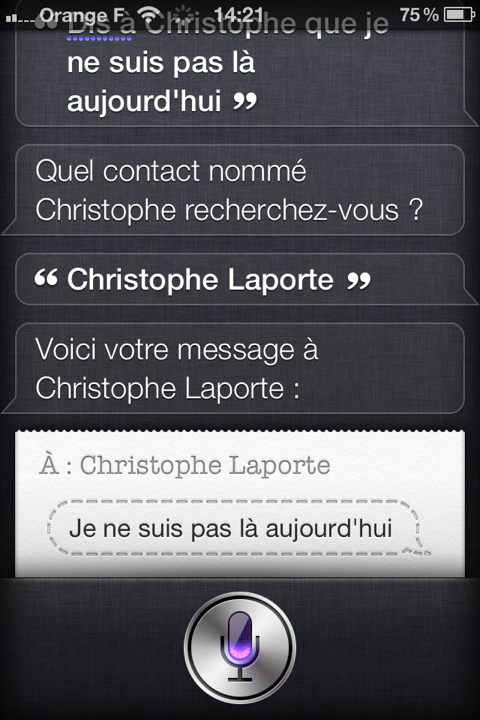 message iOS 5 Siri
