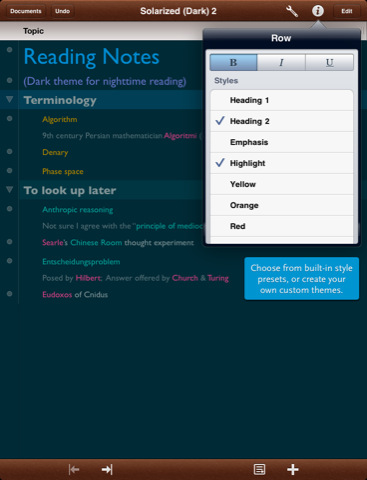 OmniOutliner iPad