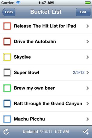 The Hit List iPhone