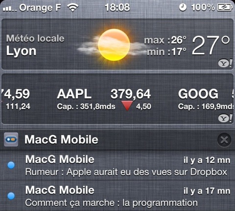 centre notification iOS 5